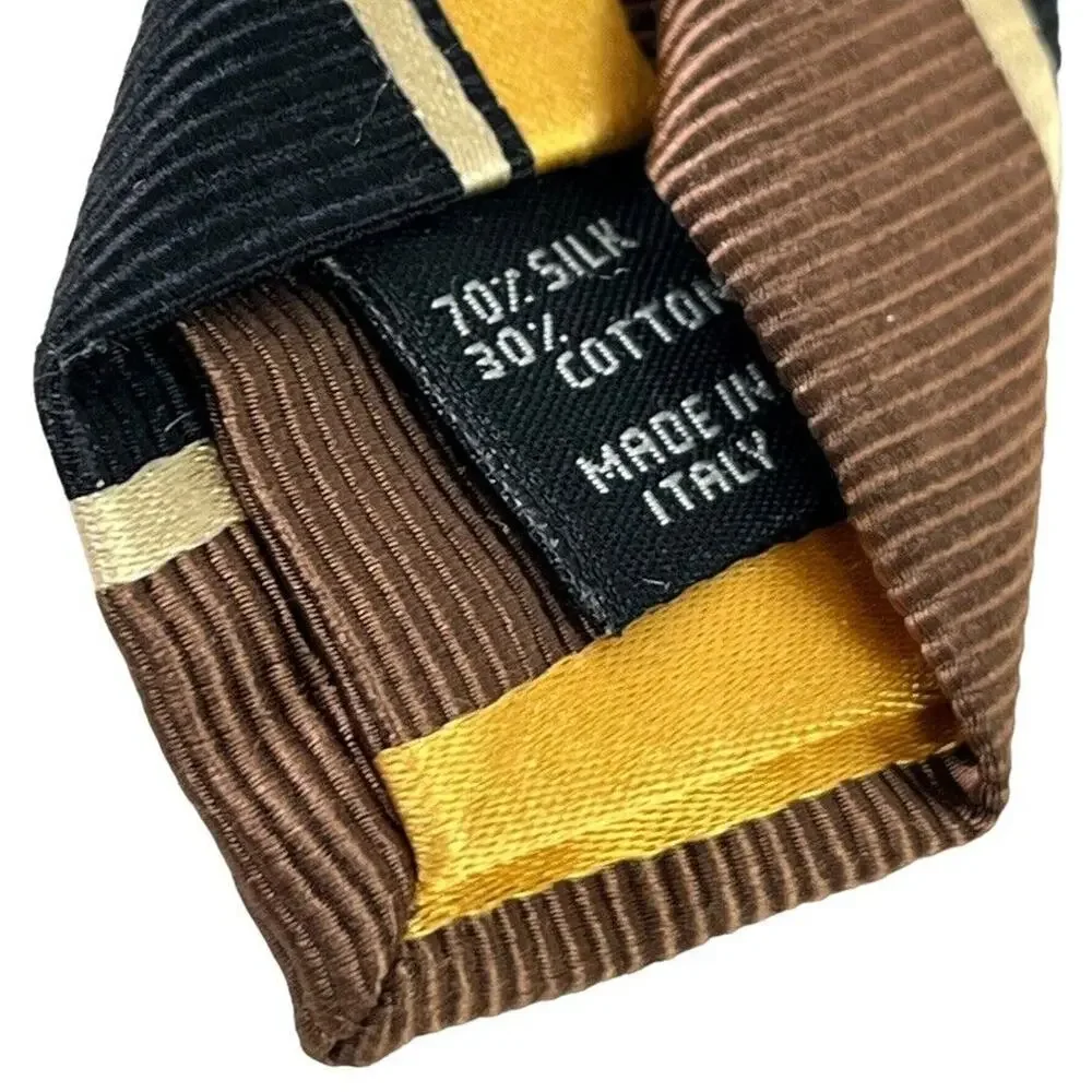 Jos A Bank Signature Collection Mens Striped Italy Made Brown Yellow Tie Necktie